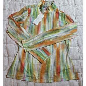 Calia Women's Large Filtered Flora Multi-Color‎ 1/2  Zip Golf Top. NWT. SIZE S